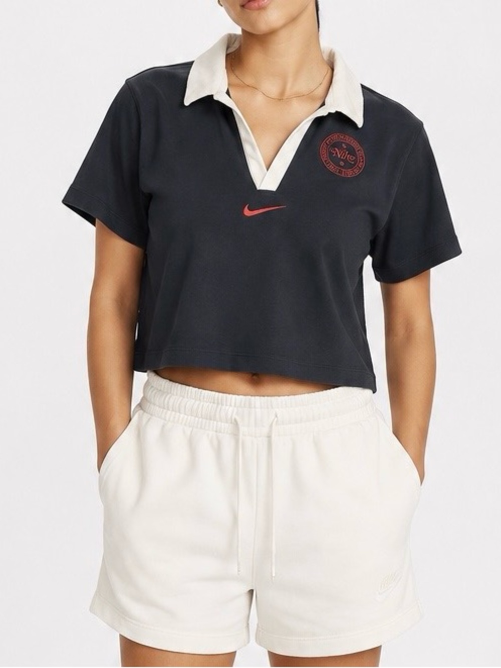 Nike Cropped Rugby Polo Top